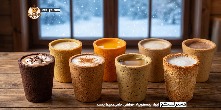 ۸ طعم شگفت‌انگیز لیوان بیسکویتی مسترلتس گو: از شکلات نوتلا تا هل و پرتقال! 🍫🍊🌿